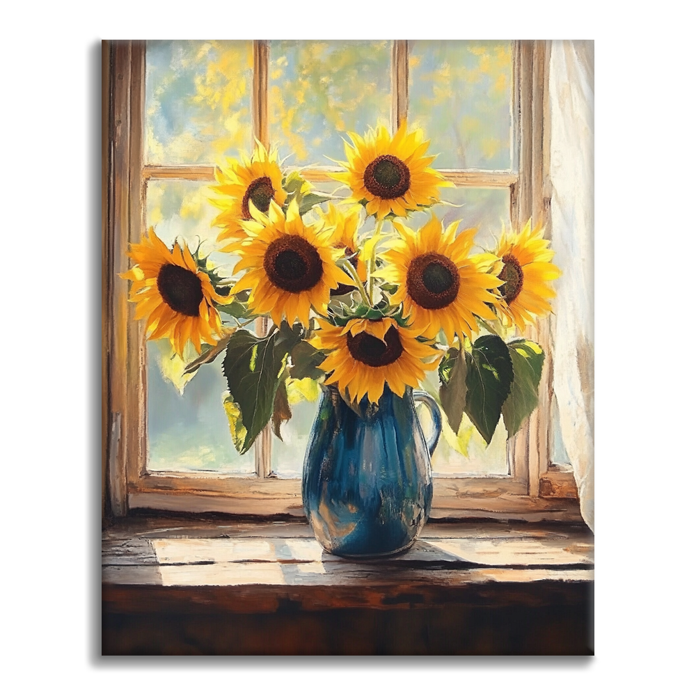 Girasoles en la Ventana - Pintar por Números