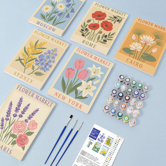 Mercados mundiales de flores - Pintar por números