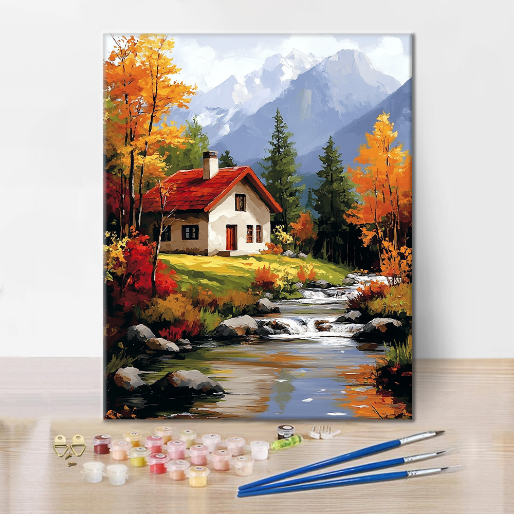 Tranquilidad Rural Con Tonos Otoñales - Pintar por Números