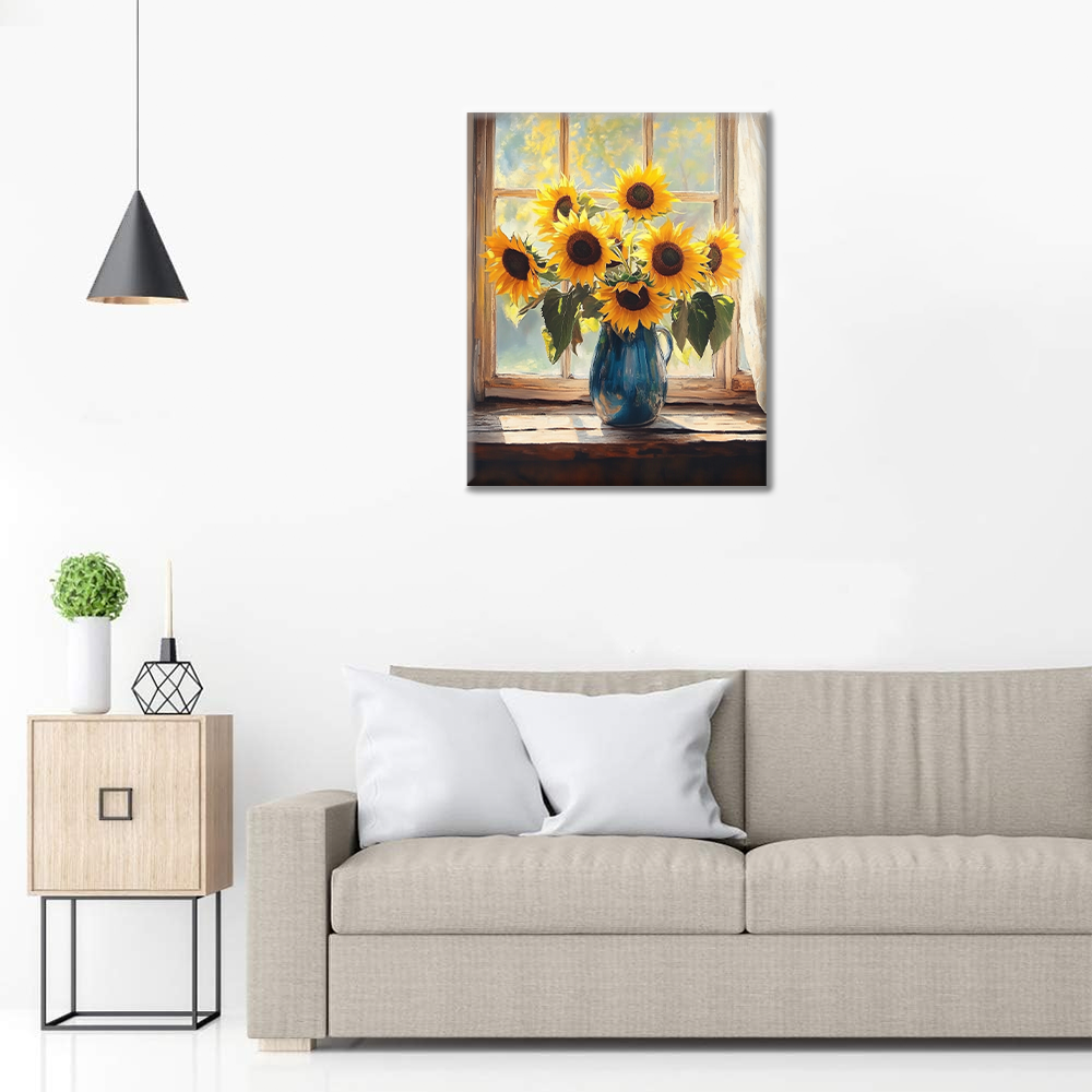 Girasoles en la Ventana - Pintar por Números