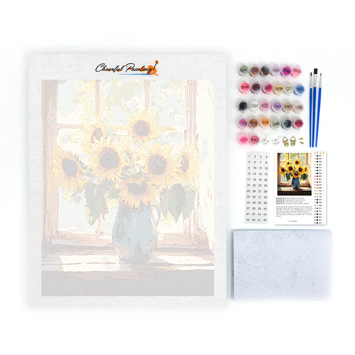 Girasoles en la Ventana - Pintar por Números