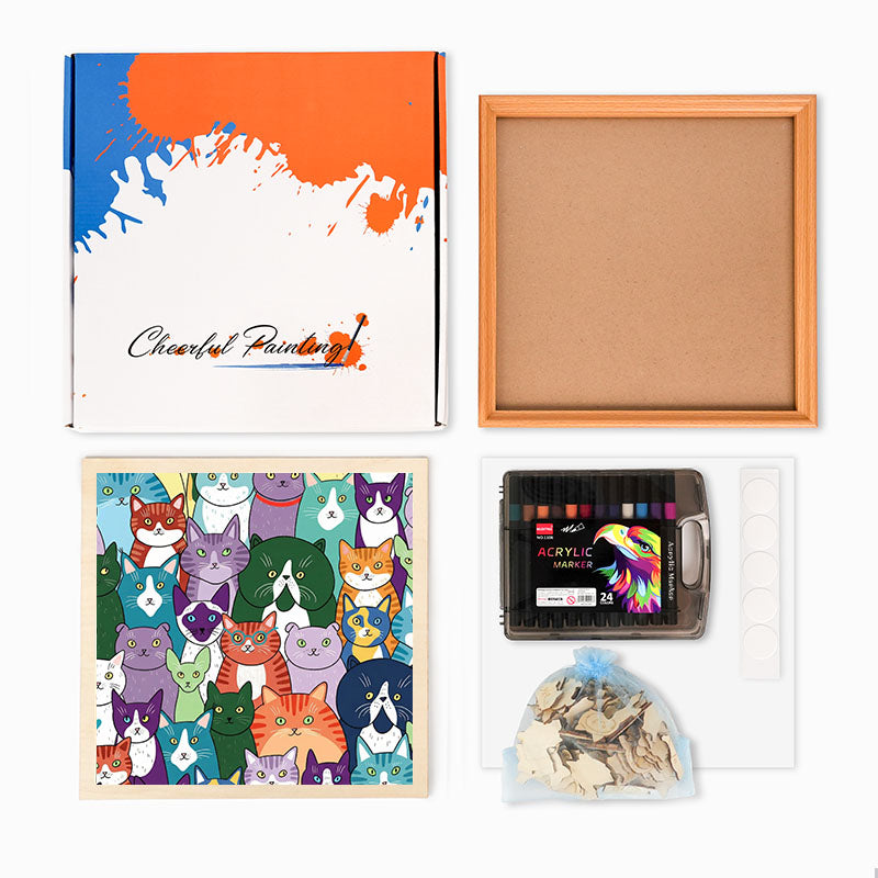 Gatos extraños - Puzzle de madera para colorear