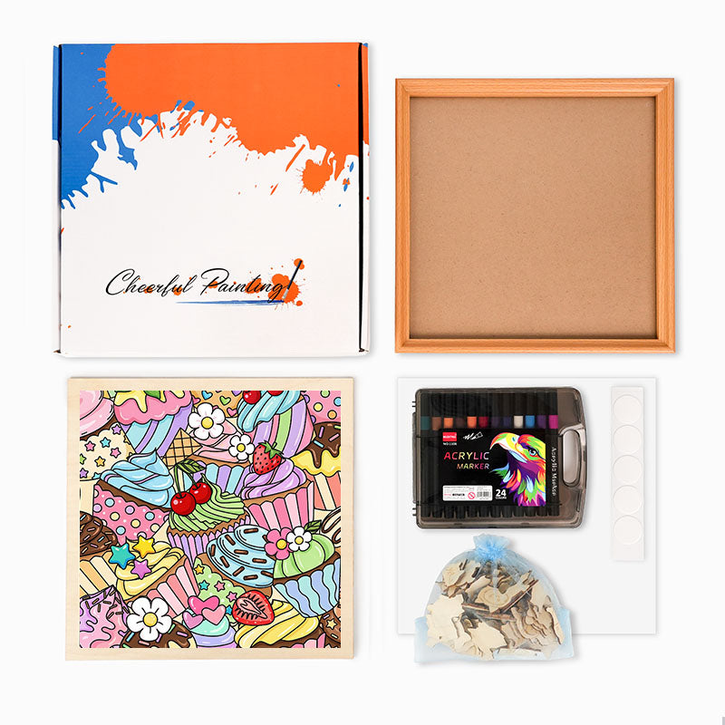 Cupcakes lindos - Puzzle de madera para colorear