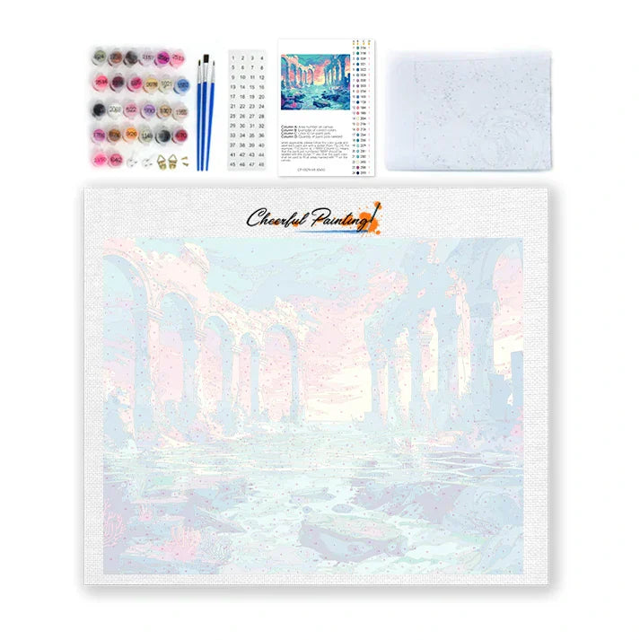 Ruinas antiguas bajo el agua - Pintar por números
