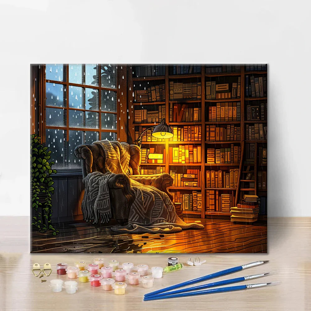 Rincón de lectura acogedor - Pintar por números