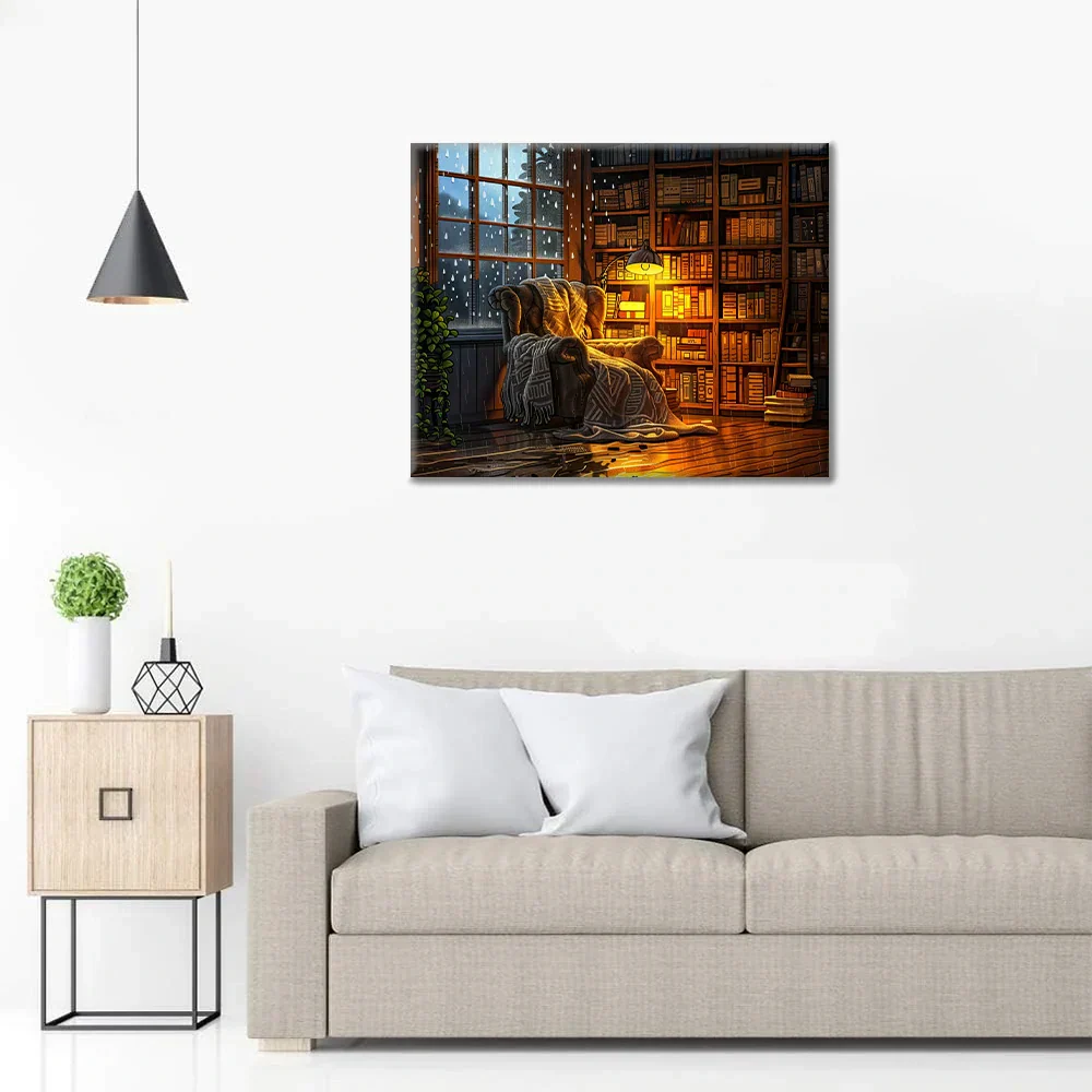 Rincón de lectura acogedor - Pintar por números