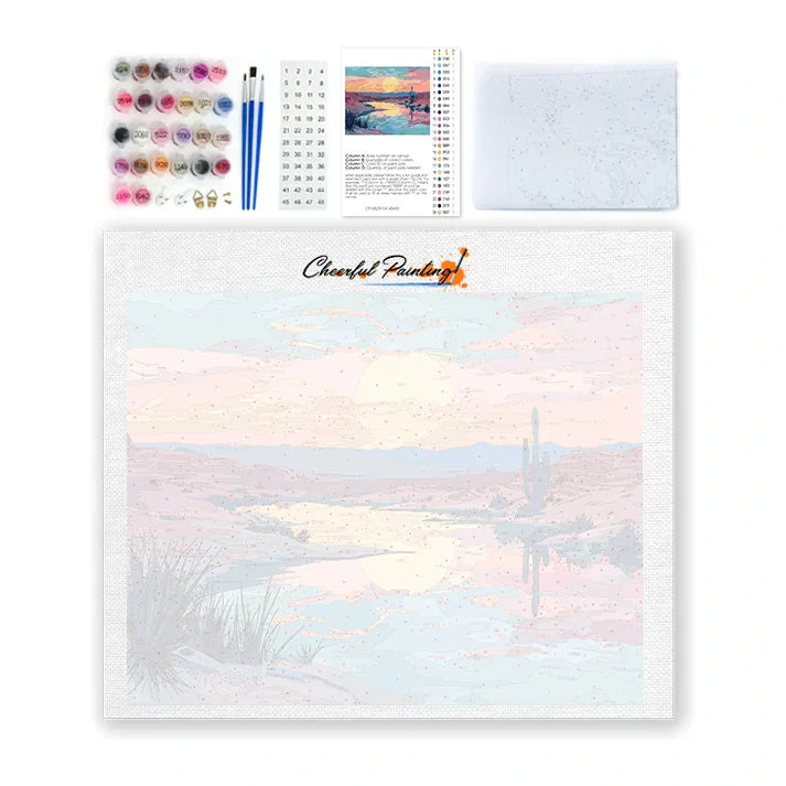 Atardecer en el desierto - Pintar por números