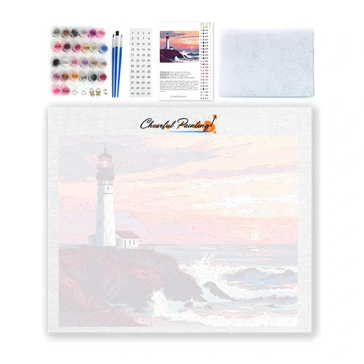 Faro al atardecer - Pintar por números