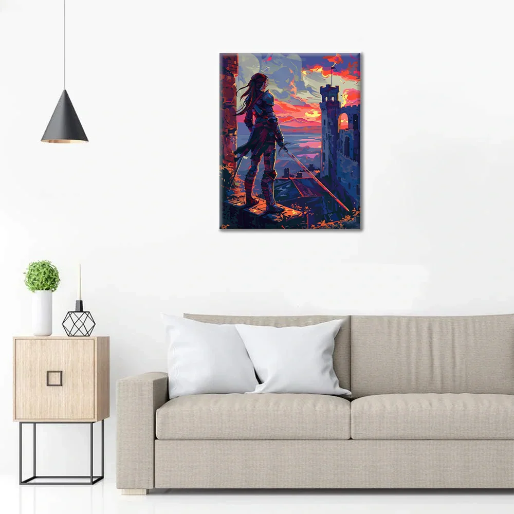 Guerrero al atardecer - Pintar por números