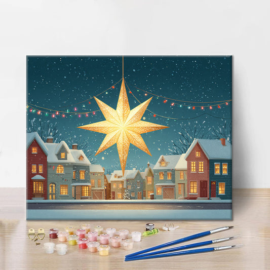Estrella de Navidad en la nieve - Pintar por números