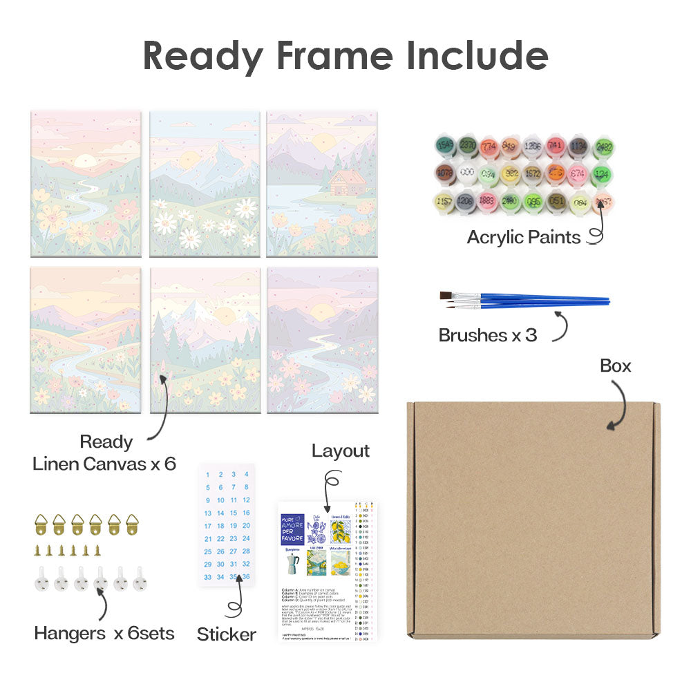 Montañas y flores - Pintar por números