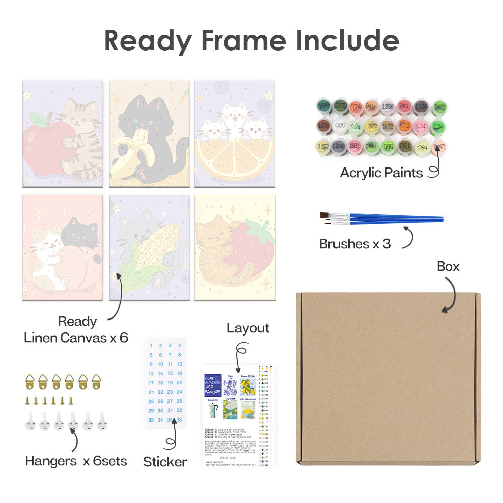 Gatitos y frutas - Pintar por números