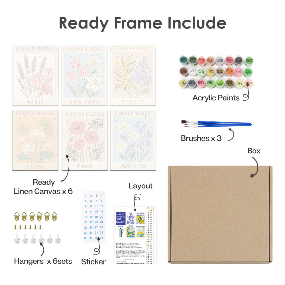 Mercados mundiales de flores - Pintar por números