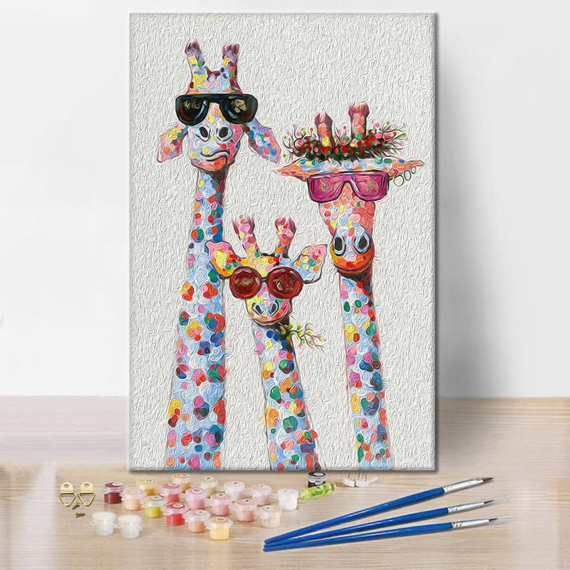 Familia De Jirafas Abstractas Y Coloridas - Pintar por Números