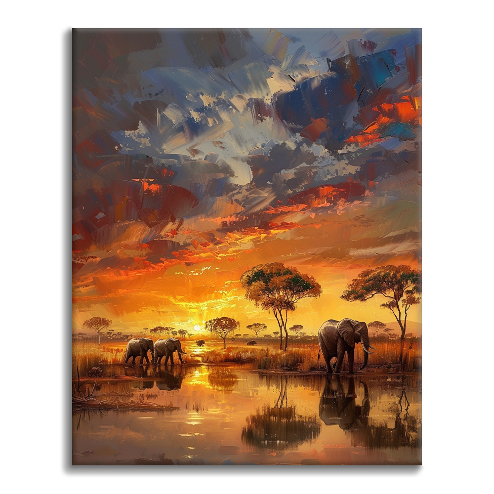 Manada De Elefantes - Pintar por Números