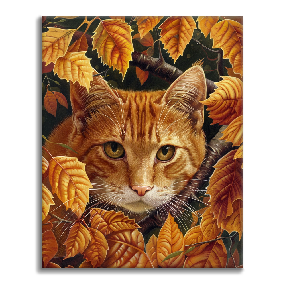 Hojas Y Gato - Pintar por Números