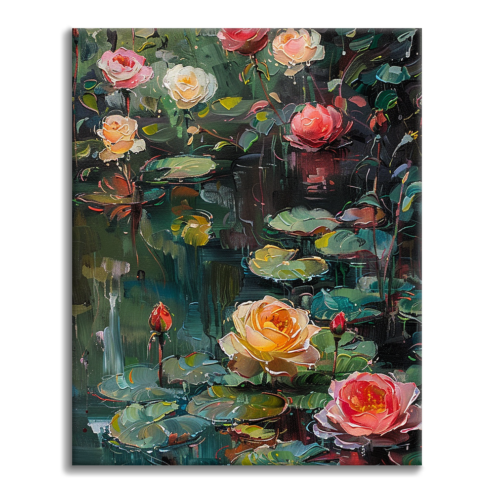 Rosas y nenúfares - Pintar por Números