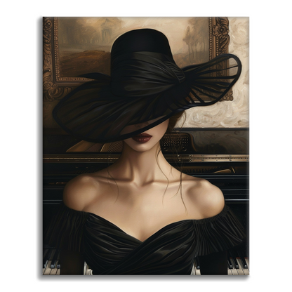 Mujer junto a un Piano de Cola - Pintar por Números