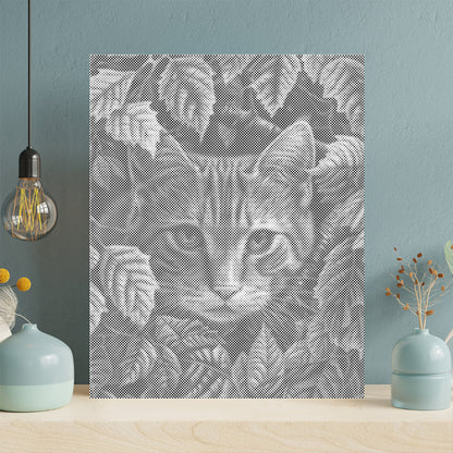 Leaves and Cat - Pintura por puntos