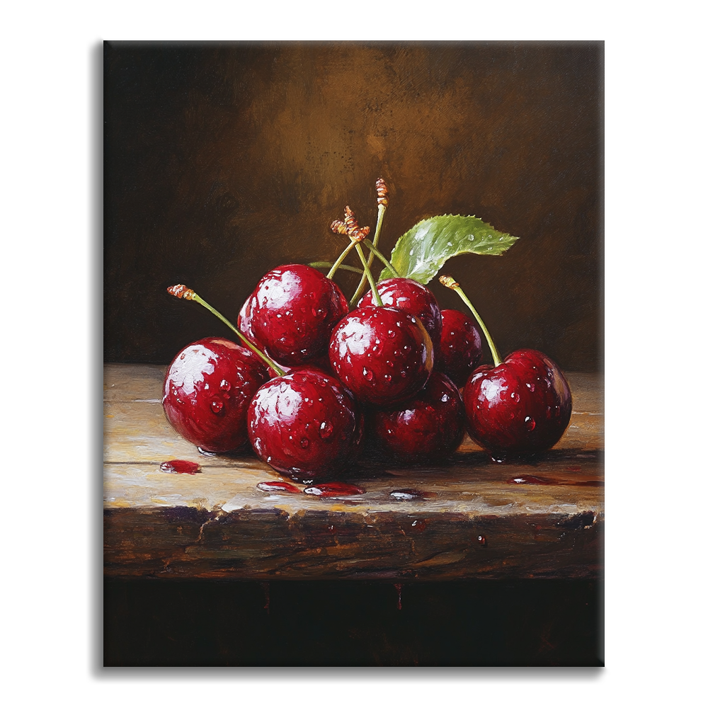 Cerezas En Madera - Pintar por Números