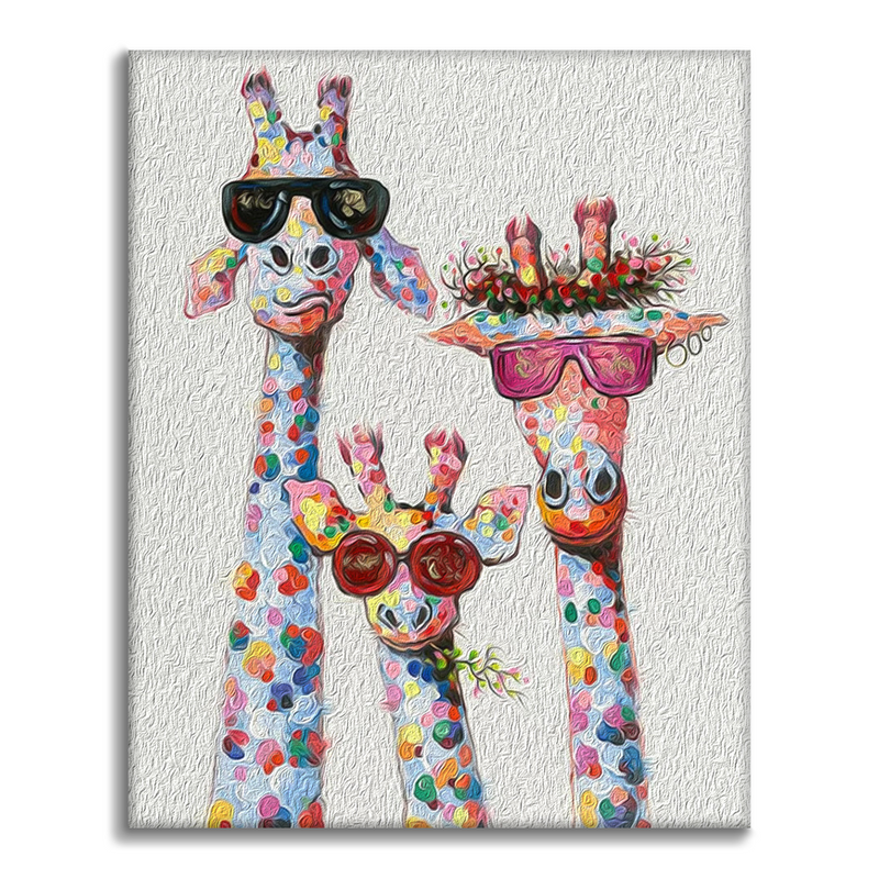 Familia De Jirafas Abstractas Y Coloridas - Pintar por Números