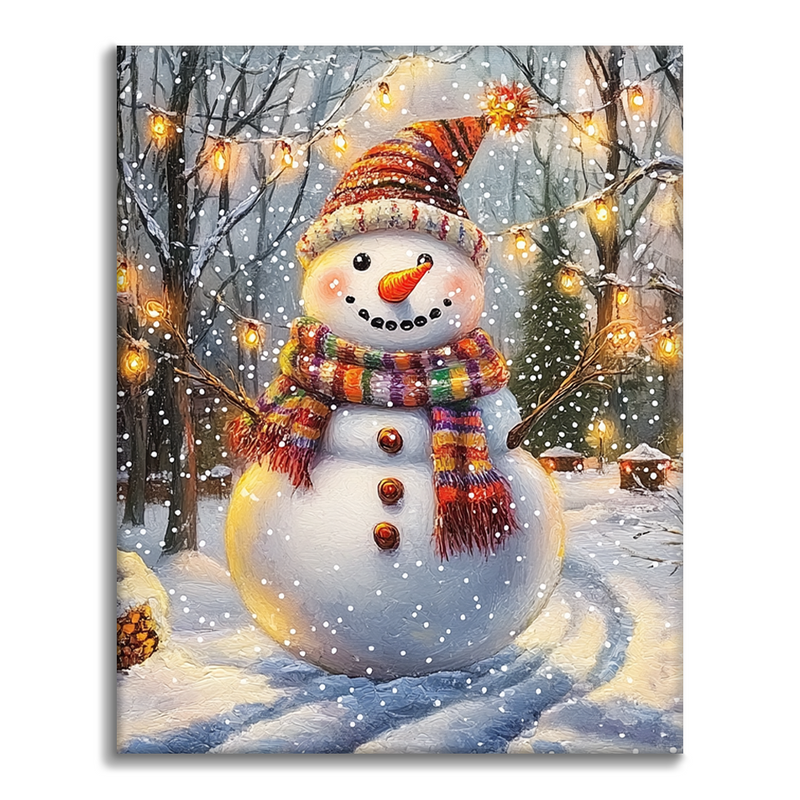 Muñeco De Nieve Festivo - Pintar por Números