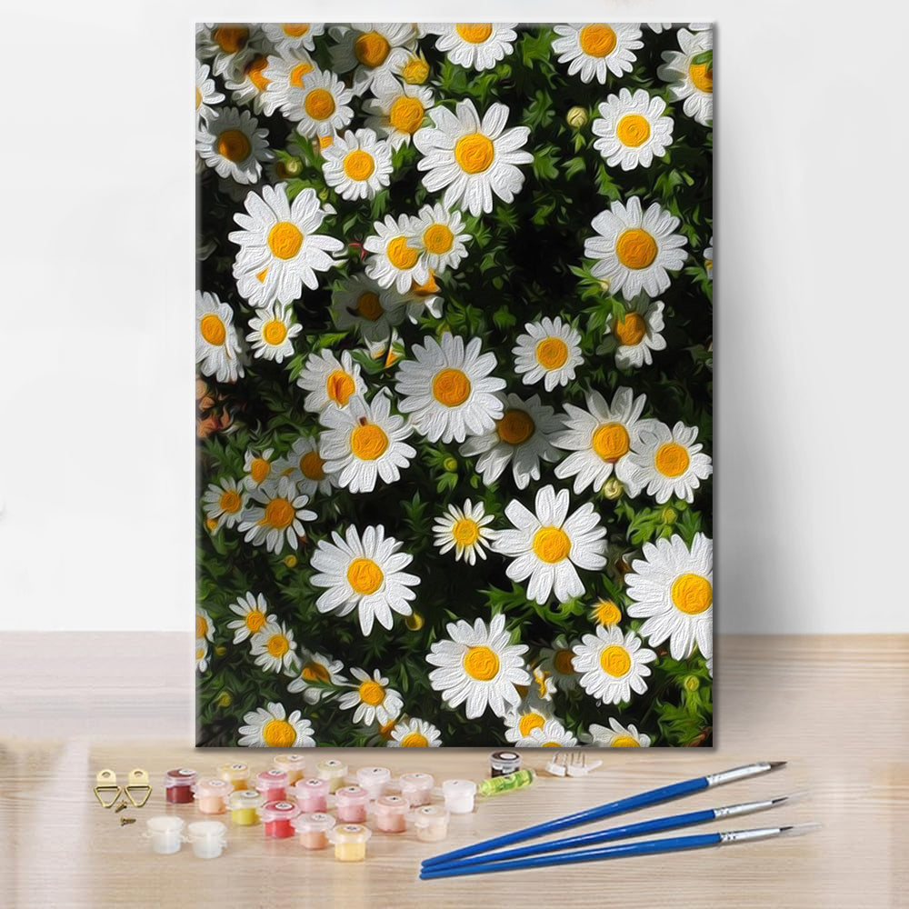 Mural De Naturaleza Con Racimos De Margaritas - Pintar por Números