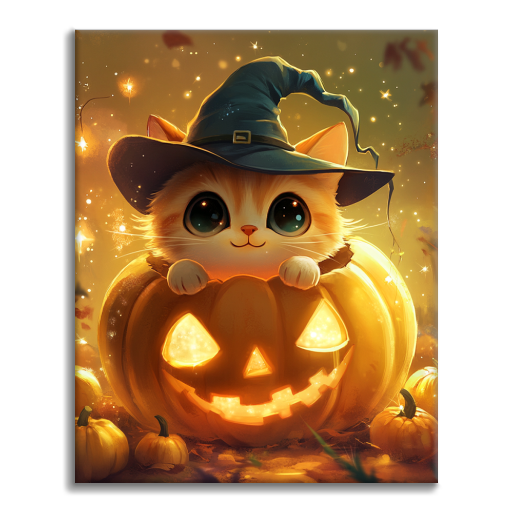 Gatito Calabaza - Pintar por Números
