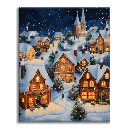 Pueblo Navideño - Pintar por Números