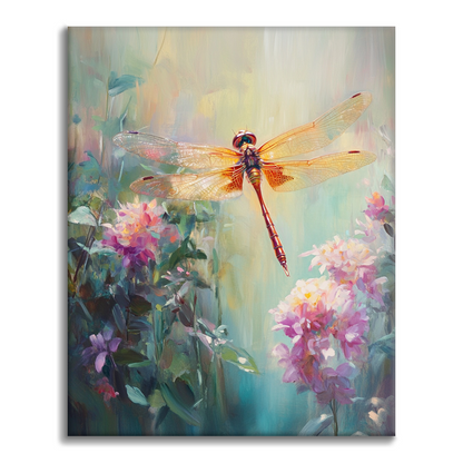 Libélula Y Flores - Pintar por Números