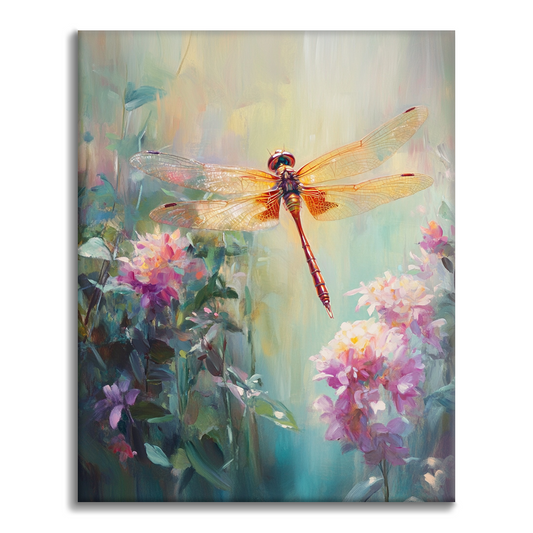 Libélula Y Flores - Pintar por Números