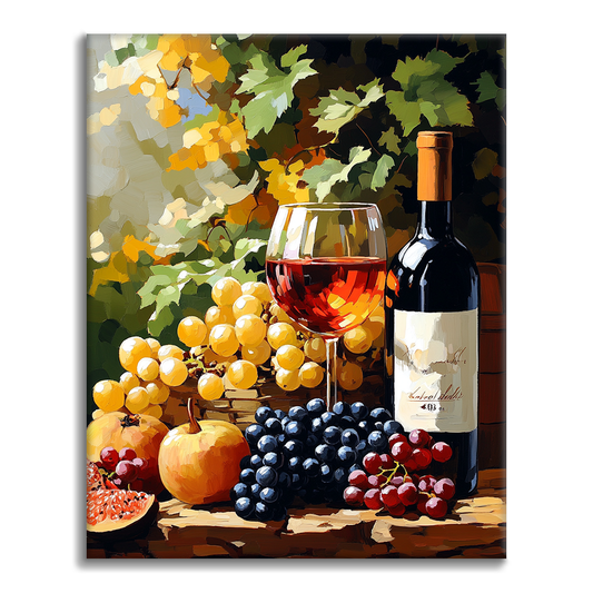 Vino Y Fruta En La Viña - Pintar por Números