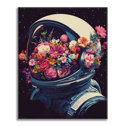 Casco Espacial Lleno De Flores - Pintar por Números