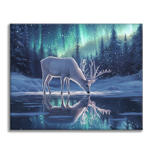 Ciervos En La Aurora Boreal - Pintar por Números
