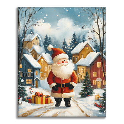 El Alegre Papá Noel En Un Paraíso Invernal - Pintar por Números