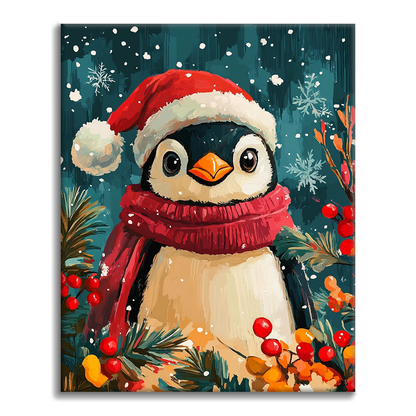 Pingüino De Navidad - Pintar por Números
