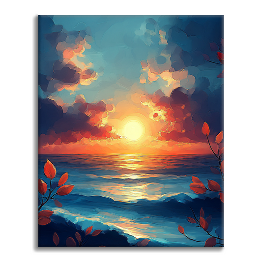 Puesta De Sol Sobre El Mar - Pintar por Números