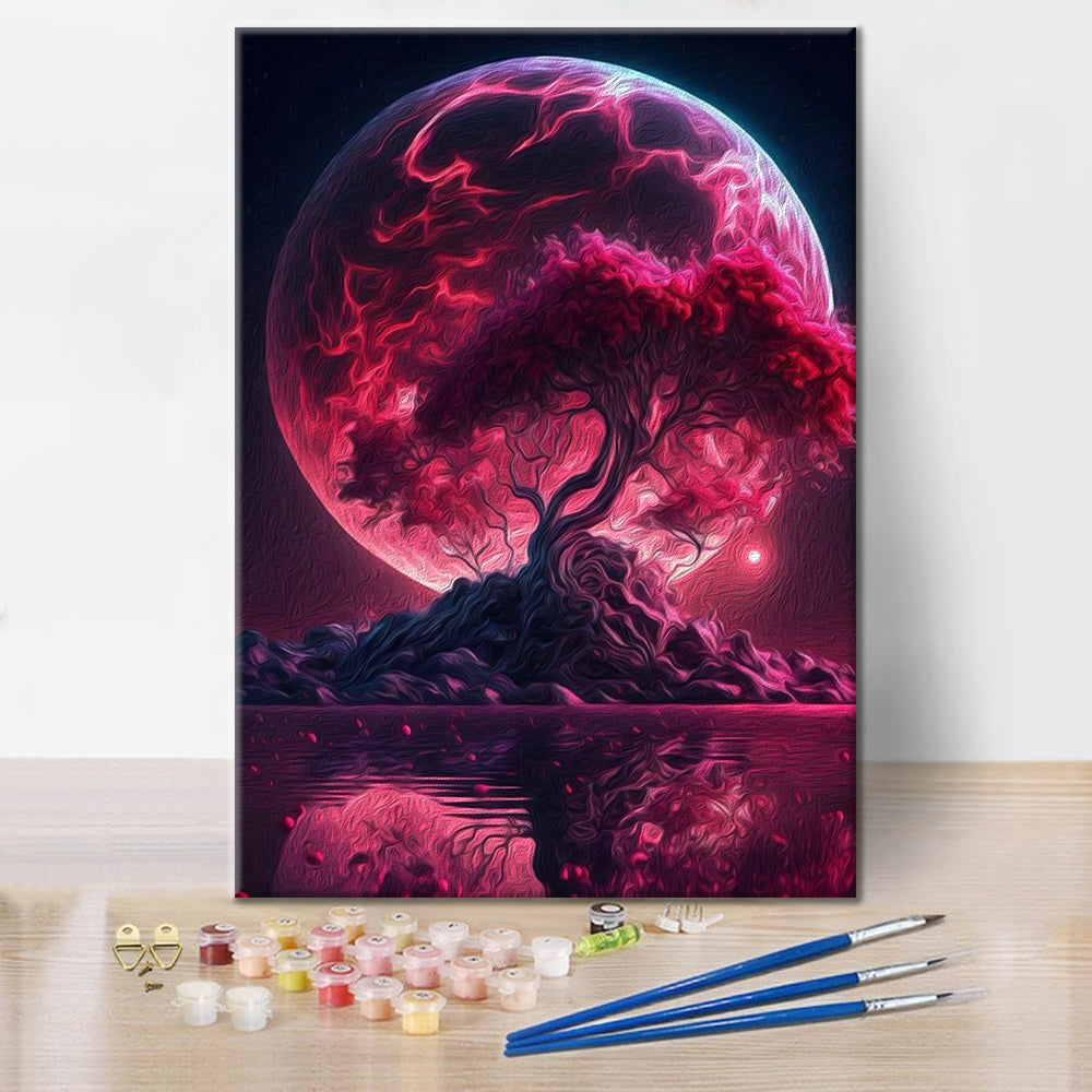 Árboles bajo la luz de la luna - Pintar por Números