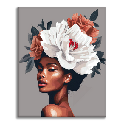 Mujer Con Cabello De Flores - Pintar por Números