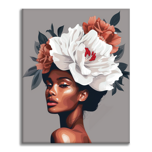Mujer Con Cabello De Flores - Pintar por Números