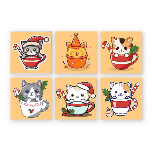Gatito Con Taza De Té - Pintar por Números