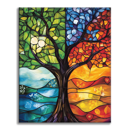 Árbol De Las Cuatro Estaciones - Pintar por Números