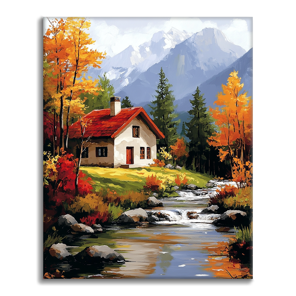 Tranquilidad Rural Con Tonos Otoñales - Pintar por Números