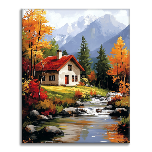 Tranquilidad Rural Con Tonos Otoñales - Pintar por Números