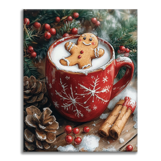Hombre De Jengibre Y Té Caliente - Pintar por Números