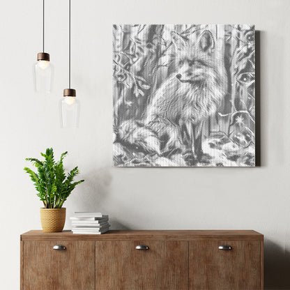 Fox In A Snowy Forest - Pintura por puntos