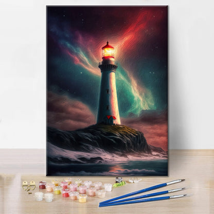 Faro Y Auroras Boreales - Pintar por Números
