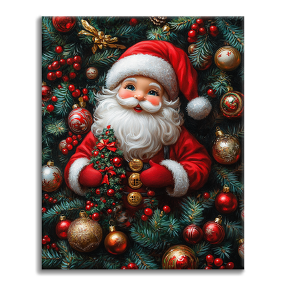 Papá Noel Alegre Entre Decoraciones Festivas - Pintar por Números