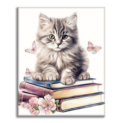 Lindos gatos con libros - Pintar por Números