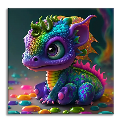 Lindo pequeño dragón - Pintar por Números
